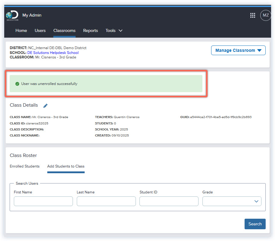 DE_MyAdmin_Site Admin_Classroom Page_Unenrolled student confirmation.jpg