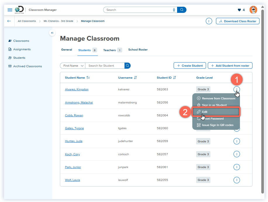DE_Manage Classroom page_Student List_Select Edit_Cisneros.png