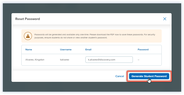 DE_Classroom Manager_Password Reset Window_Single Student_Generate Password.png
