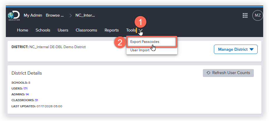 DE_Admin Dashboard_District_Export Passcodes.png